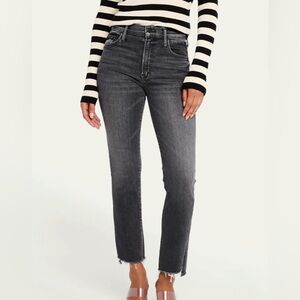 Mother Denim The Insider Crop Step Fray Jeans in Up In Smoke